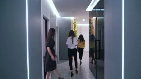 Workers gather for a meeting in the office Stock Footage 145693145