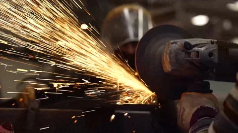 Workers grinding in the factory. Stock Footage 247702756