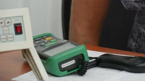 Worker's Hands Closeup, Man at The Table, Papers are in Front of Man, Glass Stock Footage 53011156