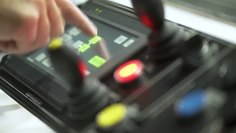 Worker's hands on a control panel Stock Footage 111775341