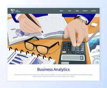 Workers Hands Counting, Business Analytics Vector Illustrazione stock