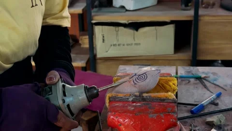 Worker's hands working with a drill Stock-Footage 308798942