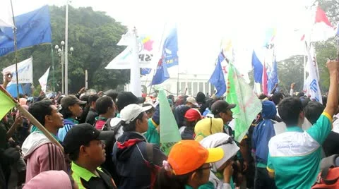 Workers Held a Demonstration Stock Footage 11593205