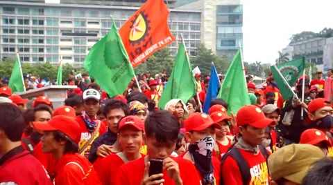 Workers Held a Demonstration at Labor Day Stock-Footage 37686828