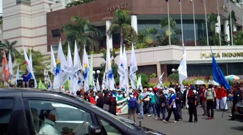 Workers Held A Rally Stock Footage 12734222