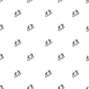 Workers Help Flat Vector Seamless Pattern Stock Illustration