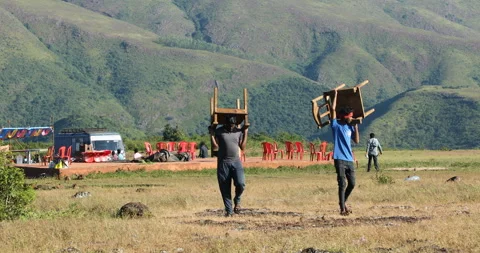 Workers on hill Видео 326988444