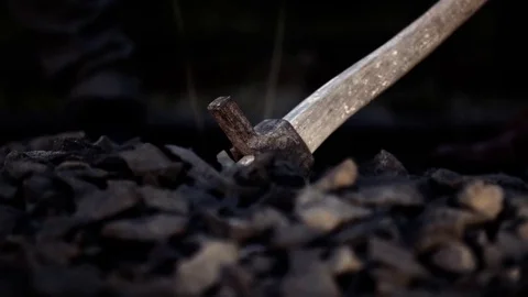 Workers hitting rocks Stock Footage 69722399