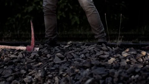 Workers hitting rocks Stock Footage 69722544