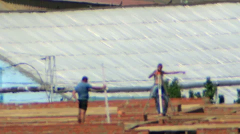 Workers in hot air stream Stock Footage 45624814