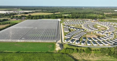 Workers housing, migration workers camp. Venlo, The Netherlands. Aerial view. 스톡 동영상 302718419