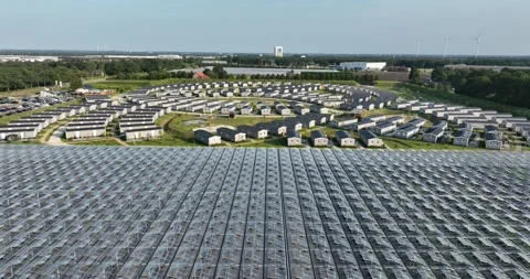 Workers housing, migration workers camp. Venlo, The Netherlands. Aerial view. Vídeo Stock 302966920