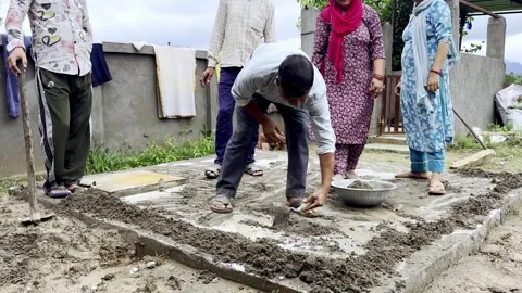Workers Implementing Centrally Sponsored Rural Development Scheme Video stock 341494858