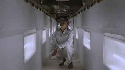 Workers inspecting trains in train manufacturing workshop, Malaysia Video stock 134738222
