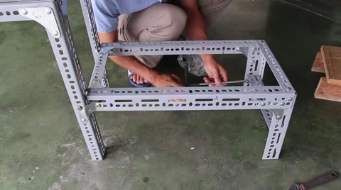 Workers installing shelves Stock Footage 64578671