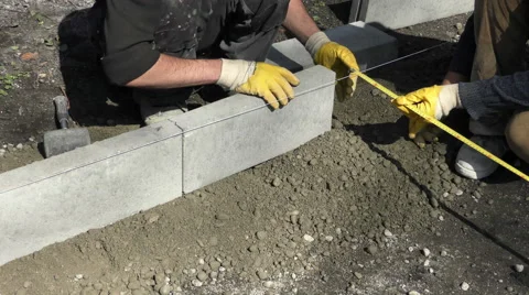 Workers laid the curb Video stock 62353318