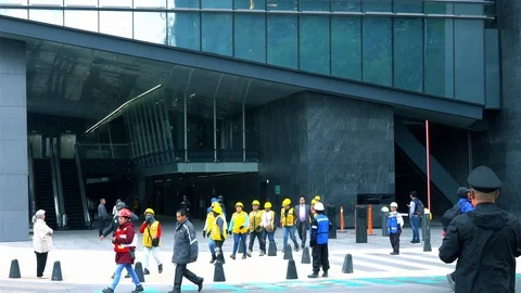 Workers leaving building Stock Footage 124530591