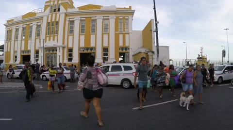 Workers leaving the station to go to work in Salvador, Bahia Stock Footage 47329978