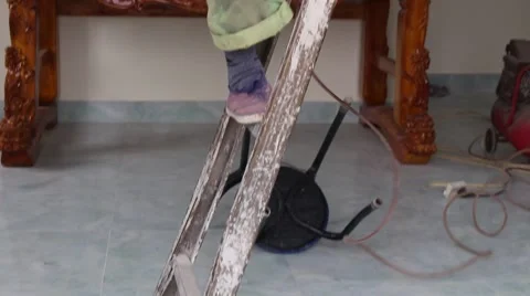 The workers' legs are climbing high Stock-Footage 67319368