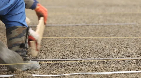 Workers leveled gravel Stock Footage 68019936