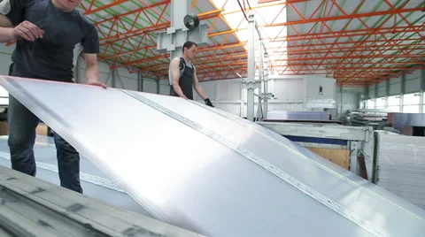 Workers Loaded Polycarbonate Sheets In The Truck Stock Footage 56233923