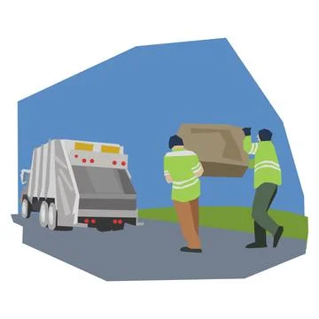 Workers loading garbage illustration Stock Illustration