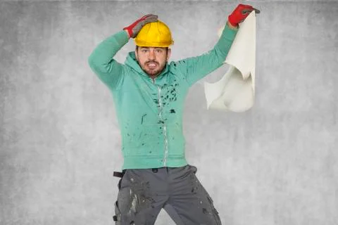 Worker's madness, empty construction plans Stock Photos