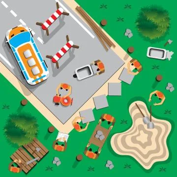 The workers make the road. Stock Illustration