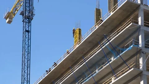 Workers make a strapping of rebar for pouring concrete. Stock Footage 236088580