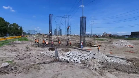 Workers making a bridge Stock Footage 108691086
