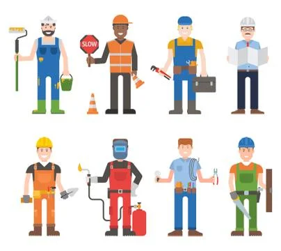 Workers man vector set Illustrazione stock