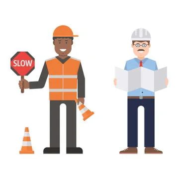 Workers man vector set. Stock Illustration