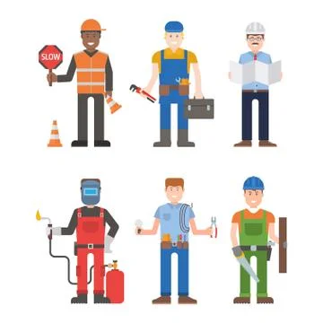 Workers man vector set. Illustrazione stock