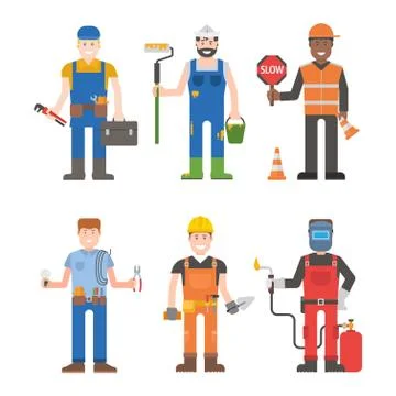 Workers man vector set. 스톡 일러스트