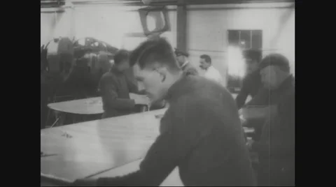 Workers marking on the fuselage section of aircraft Stock Footage 43311419