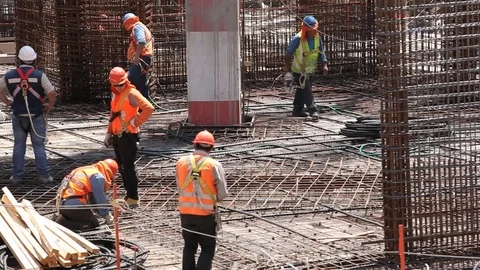 Workers on mesh Stock Footage 77100450