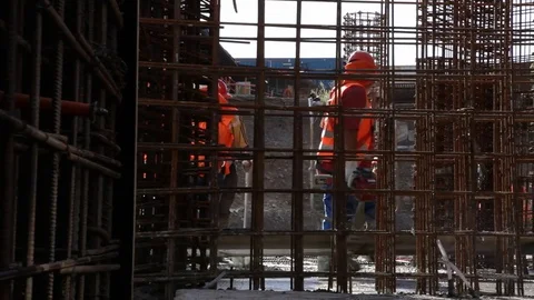 Workers on mesh Stock Footage 77100463