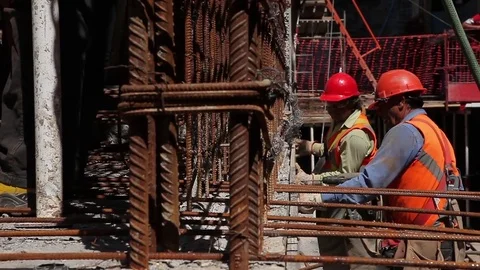 Workers on mesh Stock Footage 77100751