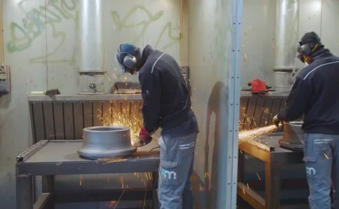 Workers mill the metal Stock Footage 218565711