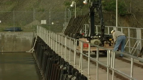 Workers at Milltown Dam, Montana Stock Footage 92969080