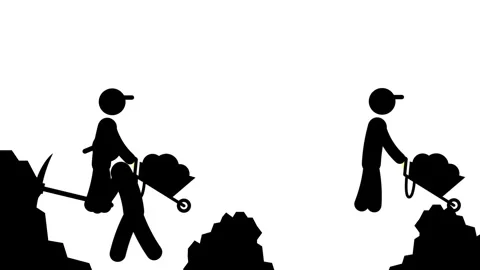 Workers Mining with Tools Stock Footage 335671580