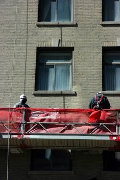 Workers on mobile platform Stock-Fotos