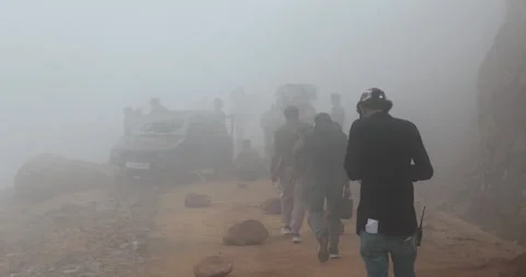 Workers In Morning Time Mist 스톡 동영상 340143500