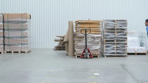 Workers moving pallet Stock Footage 27193676
