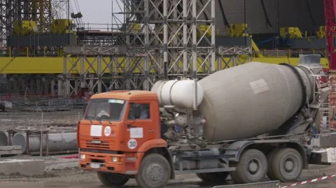 Workers near protective screen in front of Chernobyl nuclear power plant Stock Footage 61544990