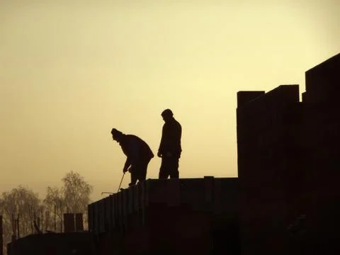 Workers on new building Stock Photos