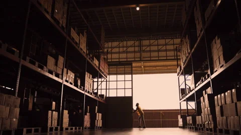 Workers open the warehouse door Stock Footage 142751616