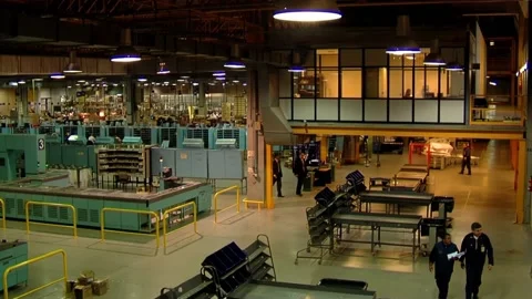 Workers Operating Mail Sorting Facility at Postal Distribution Center  Stock Footage 154878434