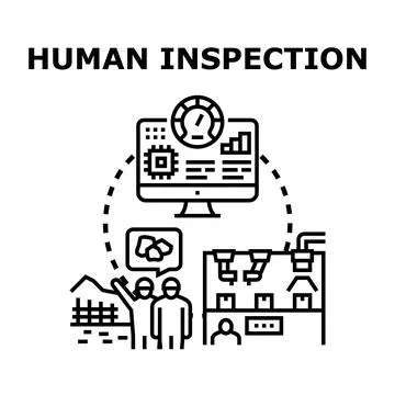Workers performing quality control inspection in manufacturing process Illustrazione stock