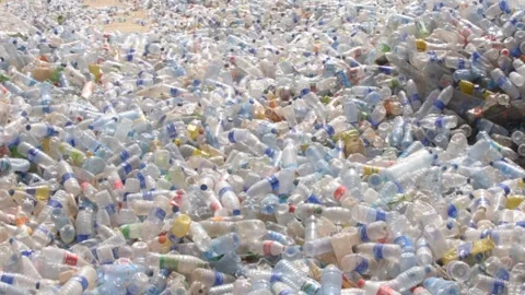 Workers at plastic bottle recycling and waste collection site 動画素材 325852224